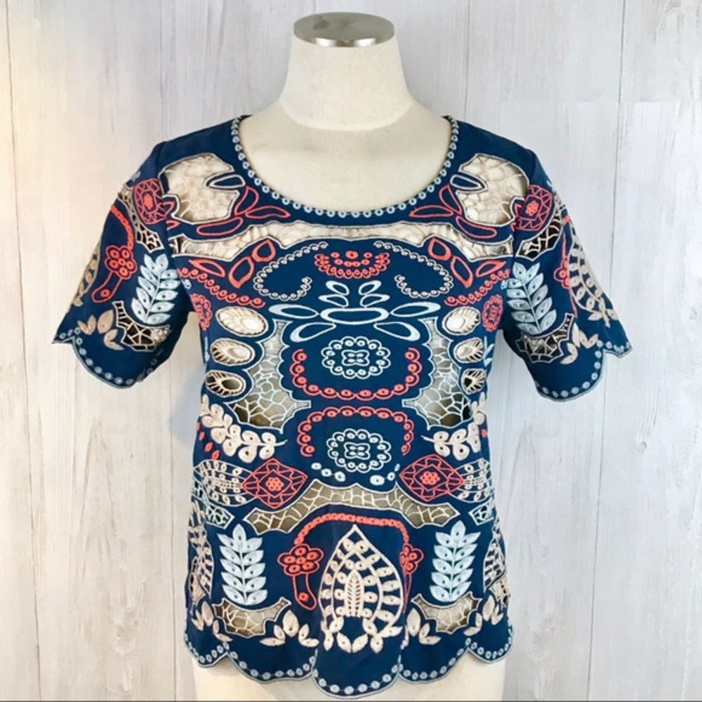 JOA Eyelet Embroidered top
